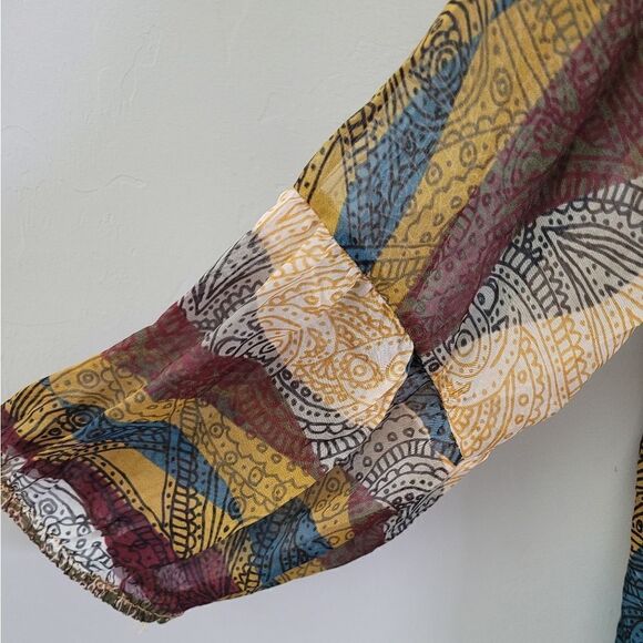 SALE🌷Belle France Print silk Blouse size Large - Picture 6 of 16